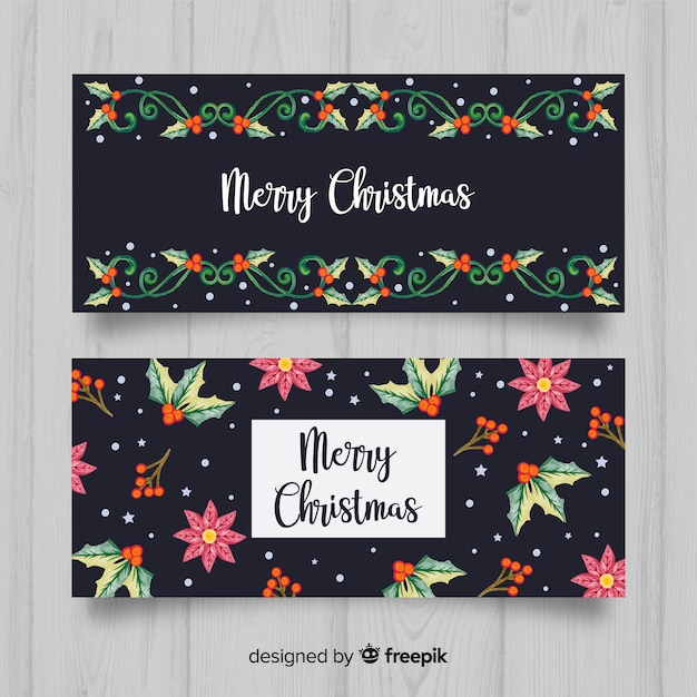 Mooie aquarel kerst banners