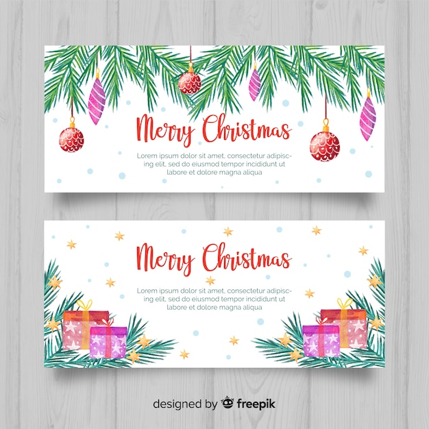 Mooie aquarel kerst banners