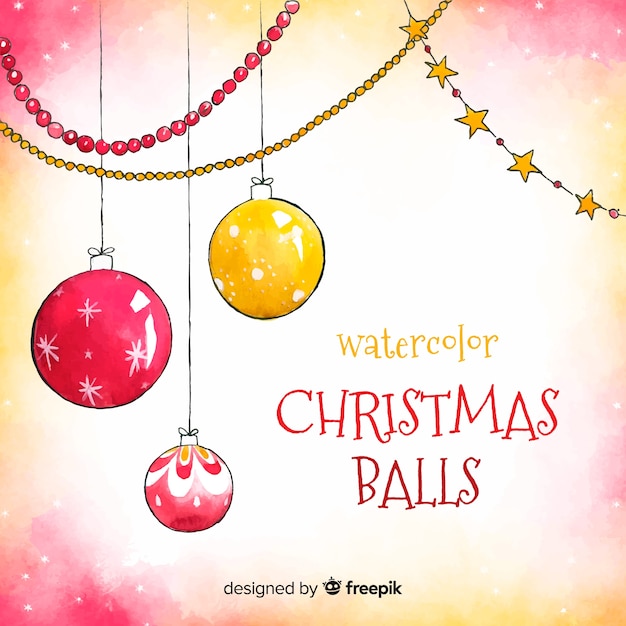 Gratis vector mooie aquarel kerstbal collectie