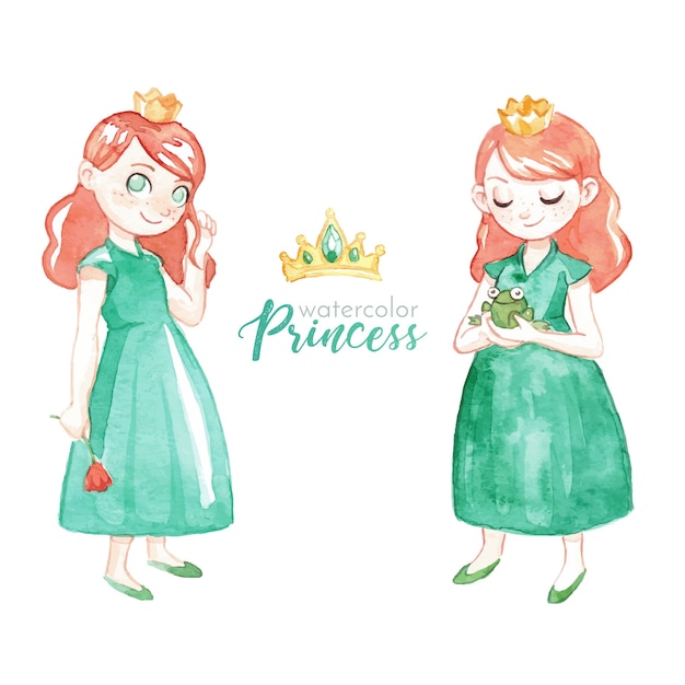 Gratis vector mooie aquarel prinses karakter