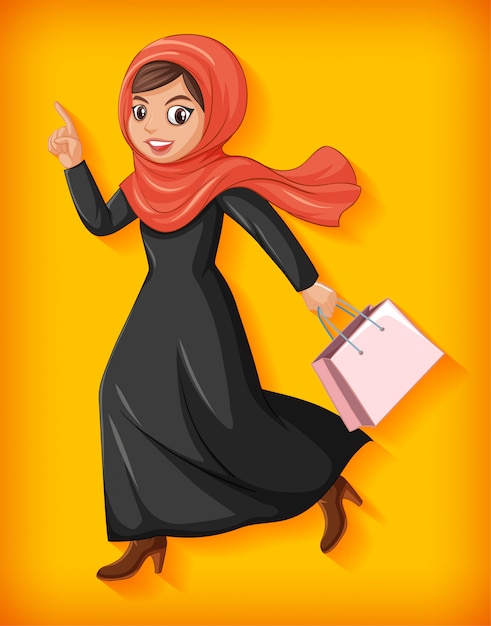 Gratis vector mooie arabische dame stripfiguur