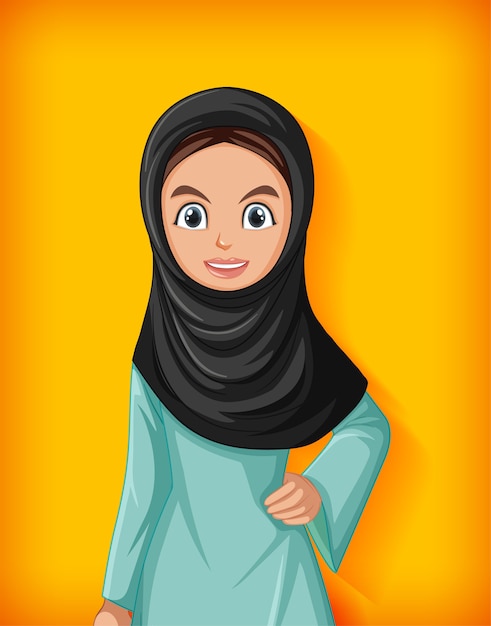 Gratis vector mooie arabische dame stripfiguur