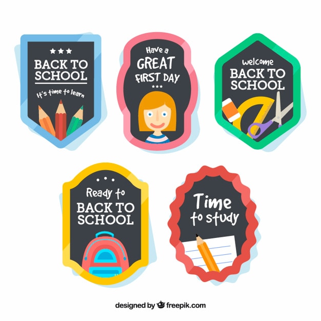 Gratis vector mooie badges voor school