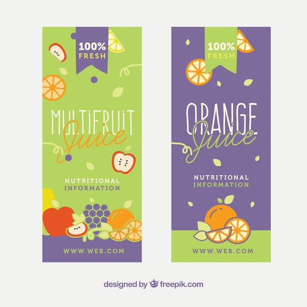 Gratis vector mooie banners van sappen