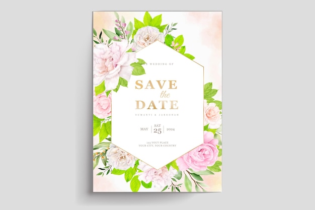 mooie bloemen bruiloft uitnodigingskaart met kleurrijk ontwerp