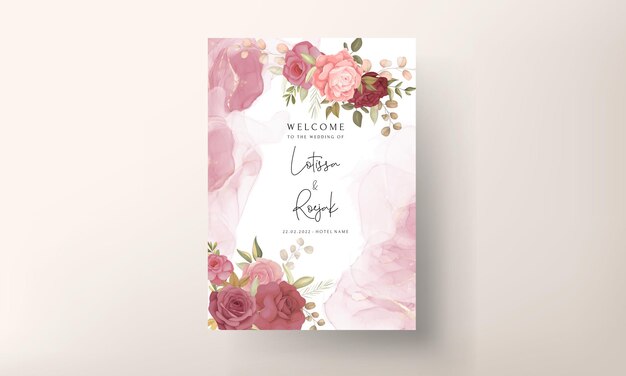 Mooie bloemen en bladeren bruiloft uitnodigingskaart