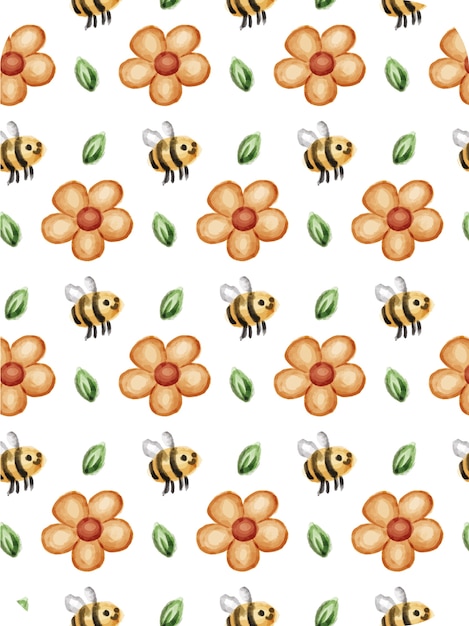 Mooie bloemen lente tijd kaart met honingbijen