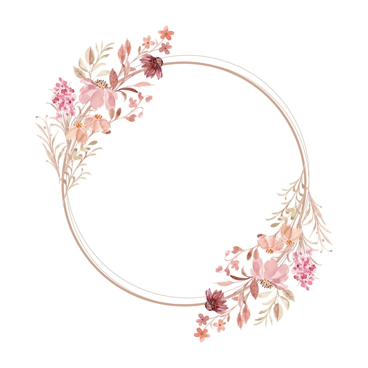 Gratis Vector mooie bloemenkrans met waterverf