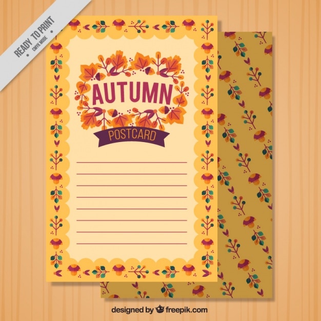 Gratis vector mooie briefkaart de herfst met bladeren decoratie