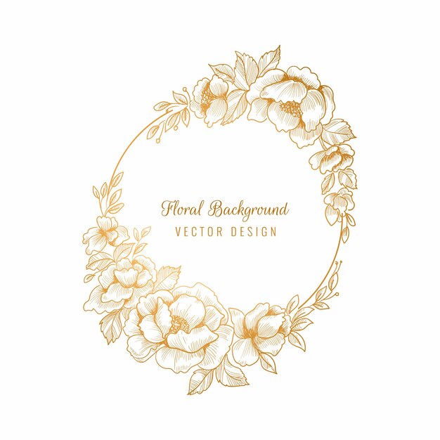 Mooie bruiloft circulaire gouden bloemen frame achtergrond