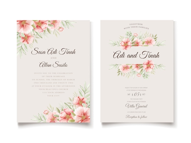 Mooie bruiloft uitnodigingskaart met bloemen krans