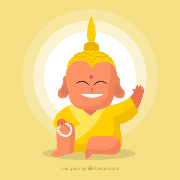 Gratis vector mooie budha met plat ontwerp