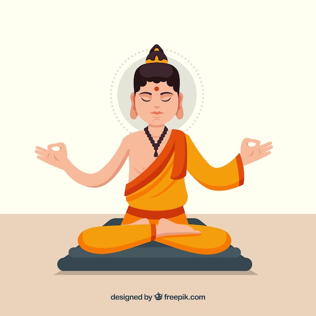 Gratis vector mooie budha met plat ontwerp