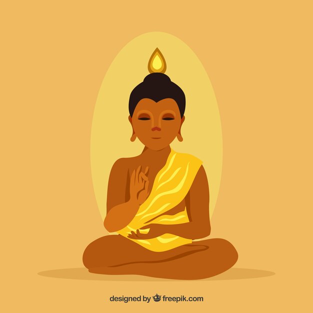 Gratis vector mooie budha met plat ontwerp