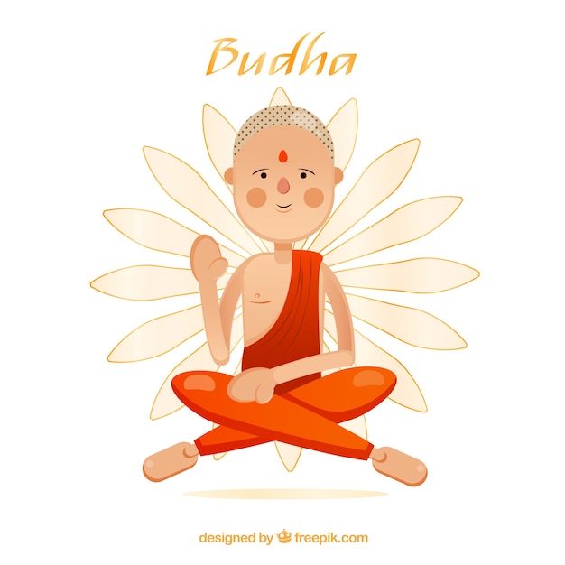 Gratis vector mooie budha met plat ontwerp