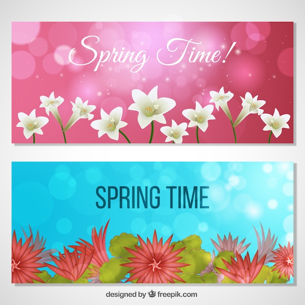 Gratis vector mooie de lentebloemen banners