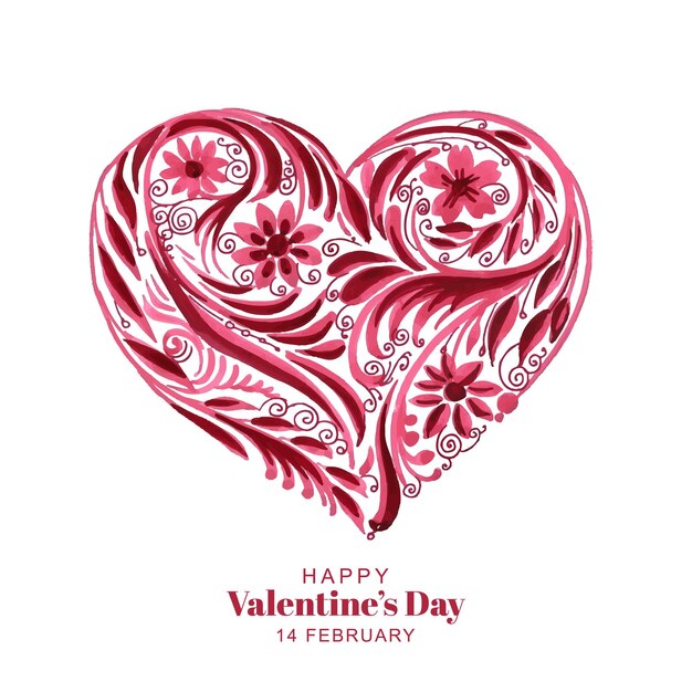 Mooie decoratieve bloemen hartvorm Valentijnsdag kaart achtergrond