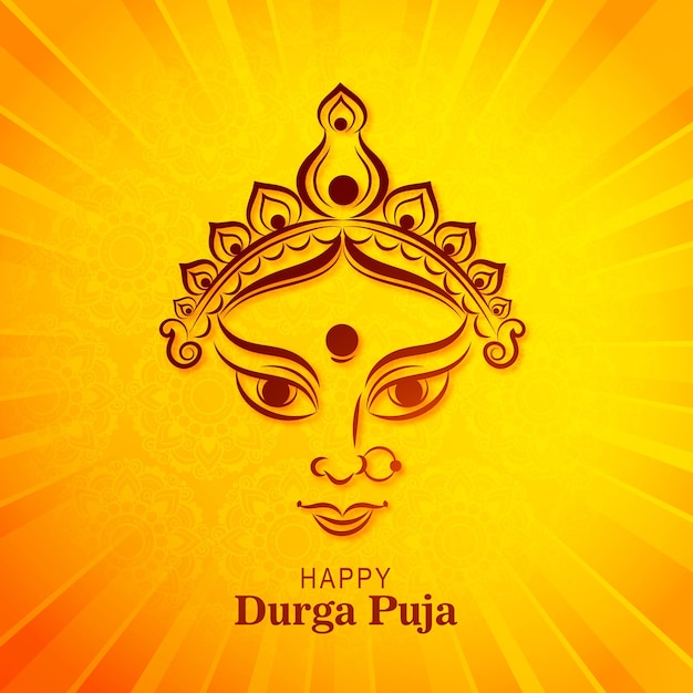 Gratis vector mooie decoratieve gelukkige durga pooja indische festivalkaart