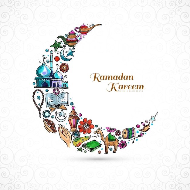 Gratis vector mooie decoratieve maan ramadan kareem achtergrond