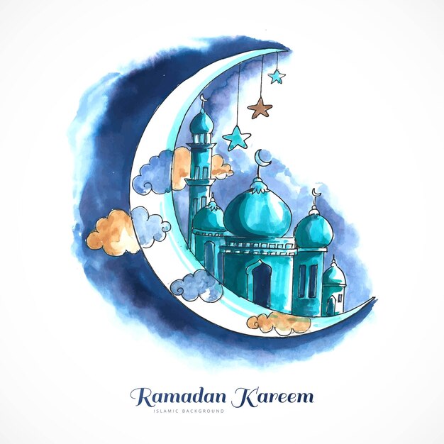 Mooie decoratieve maan ramadan kareem achtergrond