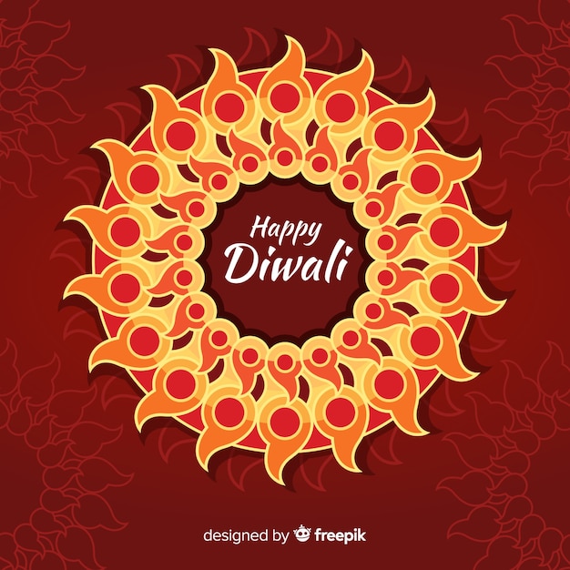 Gratis vector mooie diwali achtergrond met platte ontwerp