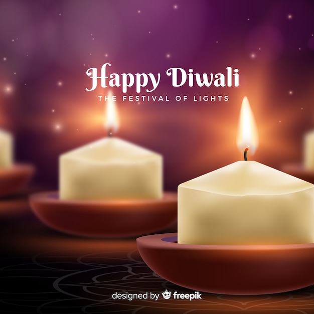 Gratis vector mooie diwali-achtergrond met realistisch ontwerp