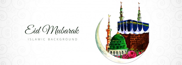 Gratis vector mooie eid mubarak islamitische banner