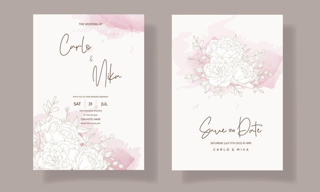 Mooie en elegante bloemen bruiloft uitnodiging kaartsjabloon