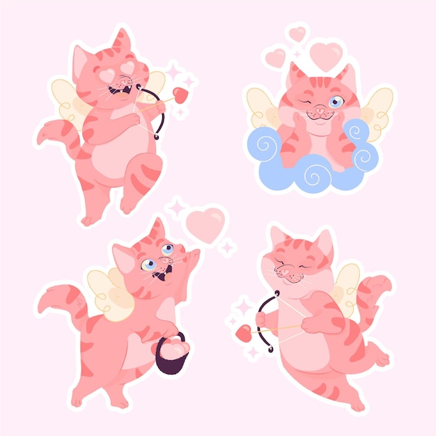 Gratis vector mooie en schattige cupidokat