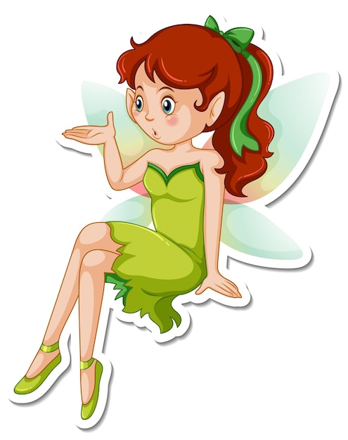 Gratis vector mooie fee stripfiguur sticker