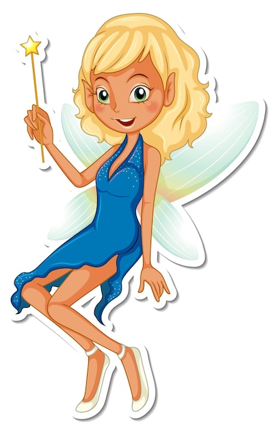 Gratis vector mooie fee stripfiguur sticker