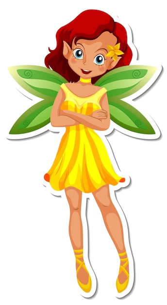 Gratis vector mooie fee stripfiguur sticker