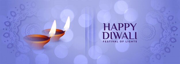 Mooie gelukkige diwali subtiele banner in blauwe kleur