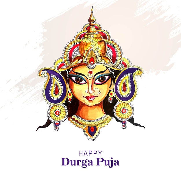 Gratis vector mooie gelukkige durga pooja indische festivalkaart