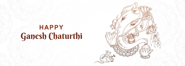 Mooie gelukkige ganesh chaturthi festival banner achtergrond