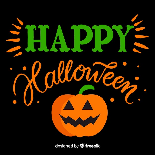 Gratis vector mooie gelukkige halloween-van letters voorziende achtergrond