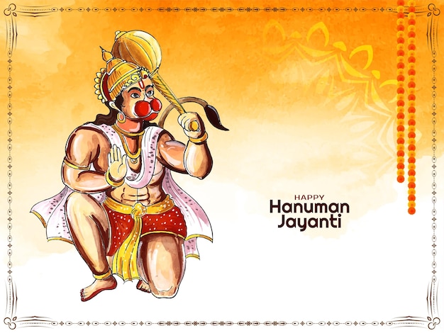 Gratis vector mooie gelukkige hanuman jayanti indische mythologische festivalkaart