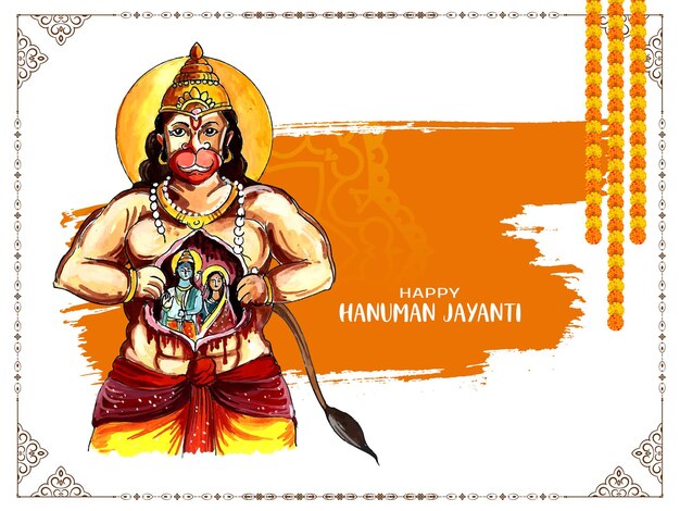 Mooie Gelukkige Hanuman Jayanti Indische mythologische festivalkaart