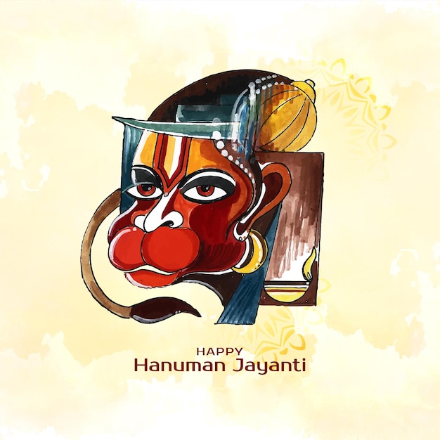 Mooie Gelukkige Hanuman Jayanti Indische mythologische festivalkaart