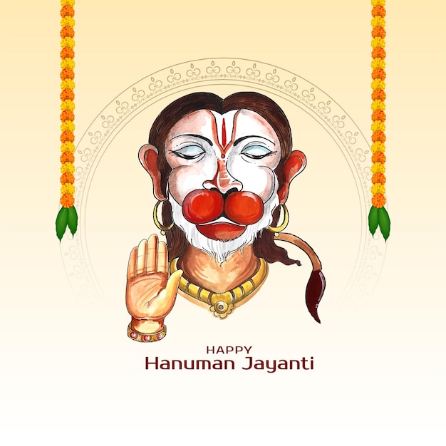 Mooie gelukkige hanuman jayanti indische mythologische festivalkaart