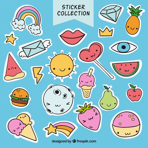 Gratis vector mooie grappige sticker collectie