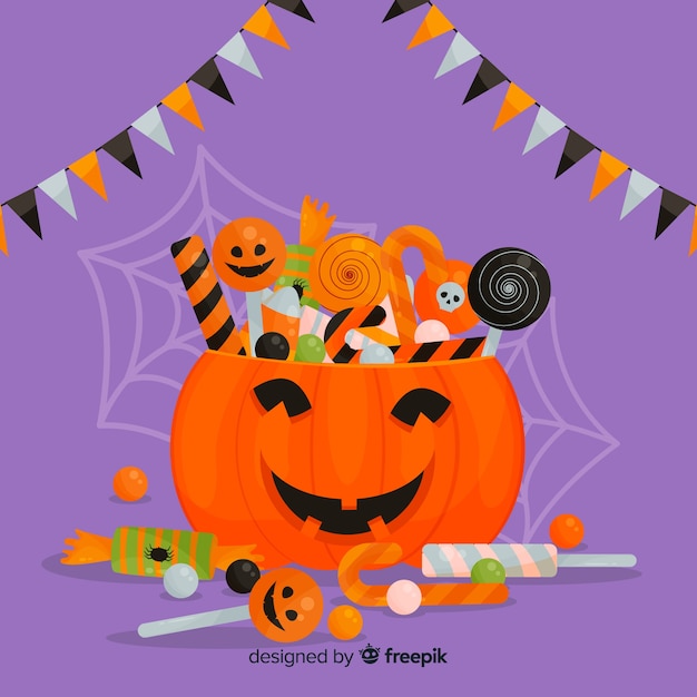 Gratis vector mooie halloween-achtergrond met vlak ontwerp