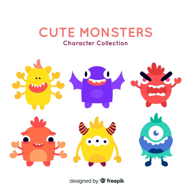 Mooie halloween monster collectie met platte ontwerp