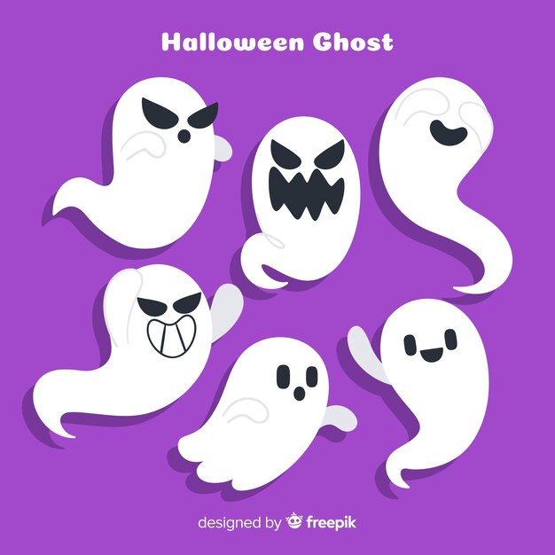 Mooie Halloween-spookinzameling met vlak ontwerp