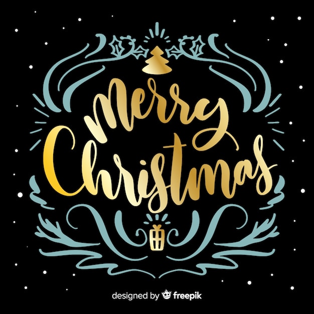 Gratis vector mooie hand getekend kerst belettering