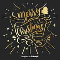 Gratis vector mooie hand getekend kerst belettering