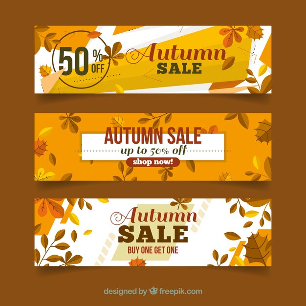 Gratis vector mooie hand getrokken herfst verkoop banners