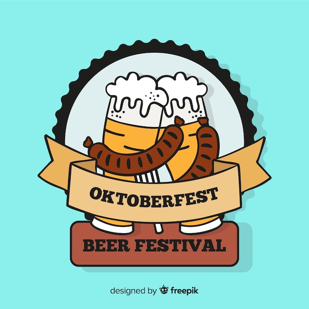 Gratis vector mooie hand getrokken oktoberfest samenstelling