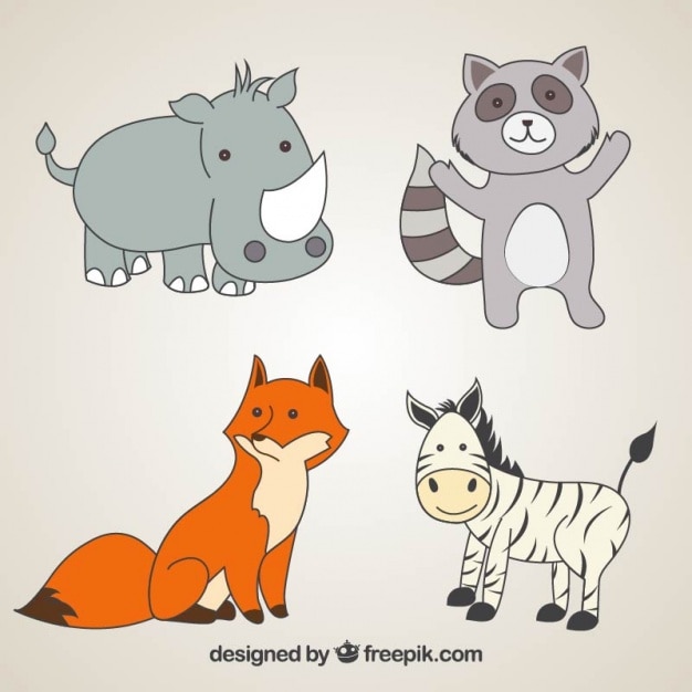 Gratis vector mooie hand getrokken wilde dieren