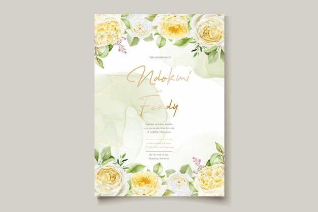 Mooie handgetekende rozen bruiloft uitnodigingskaarten set